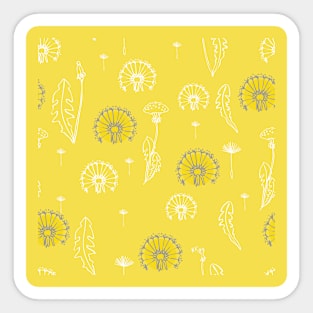 the Yellow and Gray contest: stylized dandelions on a yellow background Sticker